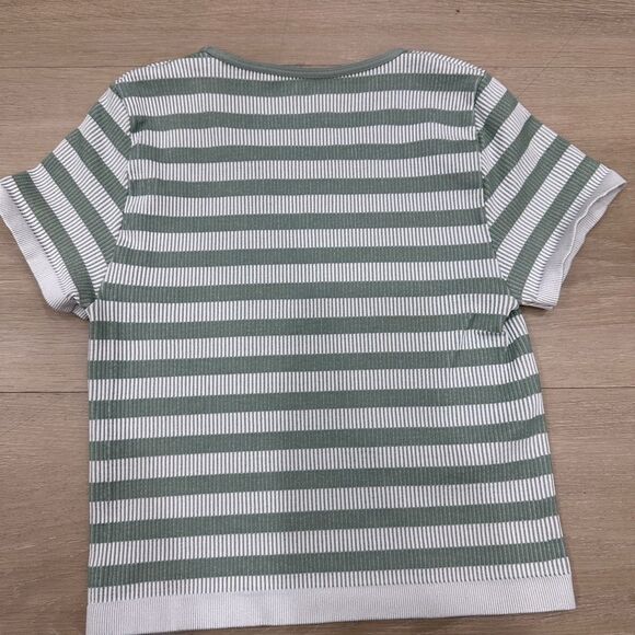 Urban Outfitters Out from Under green stripe ribbed crop short sleeve top - XS/S - Picture 6 of 7